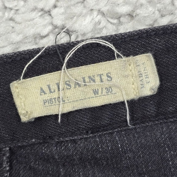 AllSaints Jeans Mens 30x26 Black Sgurr Pistol Skinny Button Up Denim Grunge Punk - Picture 4 of 11
